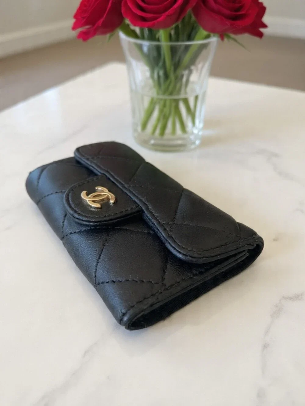 Chanel Classic 6 Key Holder and Card Case Black Lambskin✨️